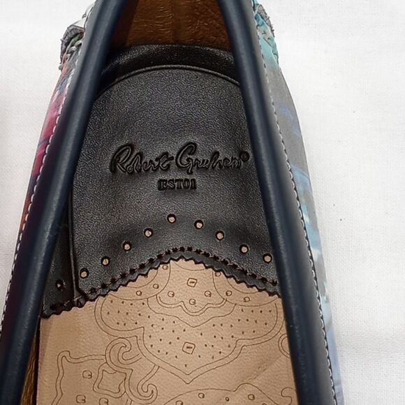 ROBERT GRAHAM Russell Leather Driver Loafer Shoe Hand Painted Size 9 - Picture 5 of 13